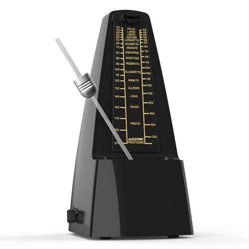 AODSK Mechanical Metronome Black Universal Metronome for Piano Guitar Violin Drums and Other Instruments Standard Loud Sound