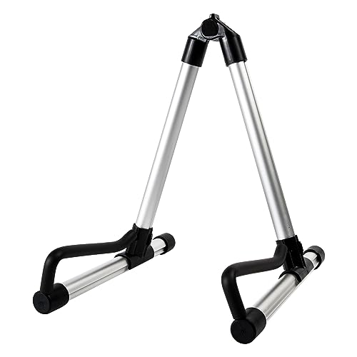 AODSK Guitar Stand Folding with adjustable A-Frame for Acoustic Classical and Electric Guitars Bass Ukulele Portable (Single Stand-Silver)