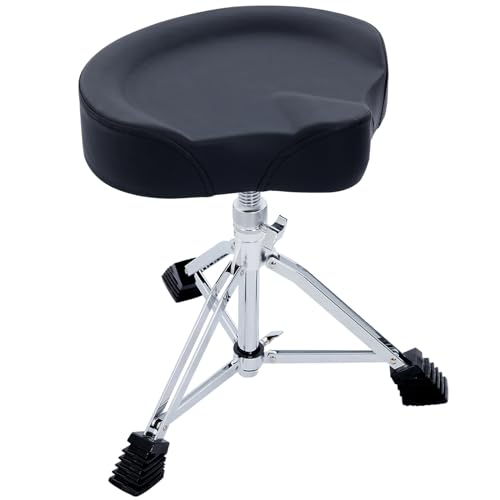 AODSK Heavy Duty Drum Throne Seat for Adult Drummers Height Adjustable and Rotatable, Cozy Flocking Surface Motorcycle Style Stool