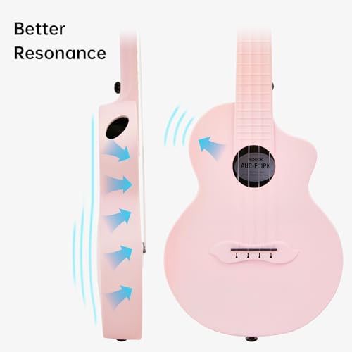 AODSK Concert Ukulele for Adult Kids Beginners Kit,23inch Carbon Fiber Travel Ukulele with Beginner Kit with Case,Pick,Strap,Strings