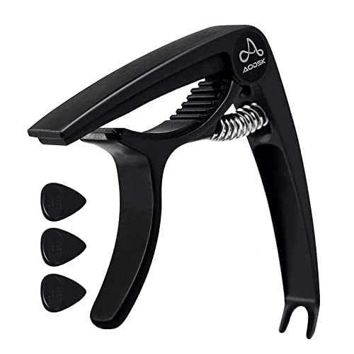 Aodsk Guitar Capo for 6 String Steel Acoustic and Electric Guitar Ukulele Capo Black