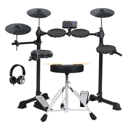 AODSK Electronic Drum Set,Electric Drum Set for Beginner with 150 Sounds,Drum Set With 4 Quiet Electric Drum Pads,2 Switch Pedal,Drum Throne,Drumsticks,On-Ear Headphones - AED-400