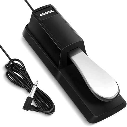 Aodsk Piano Sustain Pedal,Keyboard Sustain Pedal for Digital Piano With Polarity Switch and Anti-Slip Rubber Bottom For MIDI Keyboards,Digital Pianos,1/4'' (6.35mm) Input Plug