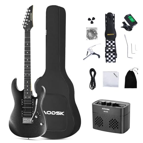 AODSK Electric Guitar,39" Beginner Electric Guitar Kit,Full Size Electric Guitar Starter Kit with Amp, Case and Accessories Pack Beginner Starter Package