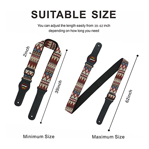 AODSK Guitar Strap Vintage Woven Adjustable,includes 2 Strap Locks, For Bass, Electric & Acoustic Guitars