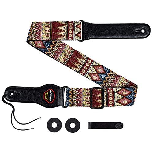 AODSK Guitar Strap Vintage Woven Adjustable,includes 2 Strap Locks, For Bass, Electric & Acoustic Guitars