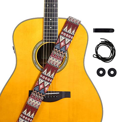 AODSK Guitar Strap Vintage Woven Adjustable,includes 2 Strap Locks, For Bass, Electric & Acoustic Guitars