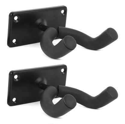 AODSK Guitar Wall Mount Hangers 2 Pack, Metal Square Guitar Holders Hooks Stands with Screws for Acoustic Electric Bass Classical Ukulele Guitars(Black)