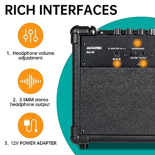 AODSK Mini Guitar Amp,5 Watt Combo Amp,Small Electric Guitar Amplifier,Portable Desktop Wireless Bluetooth Rechargeable Guitar Amplifier,Black