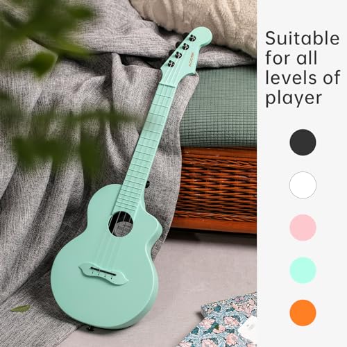 AODSK Concert Ukulele for Adult Kids Beginners Kit,23inch Carbon Fiber Travel Ukulele with Beginner Kit with Case,Pick,Strap,Strings