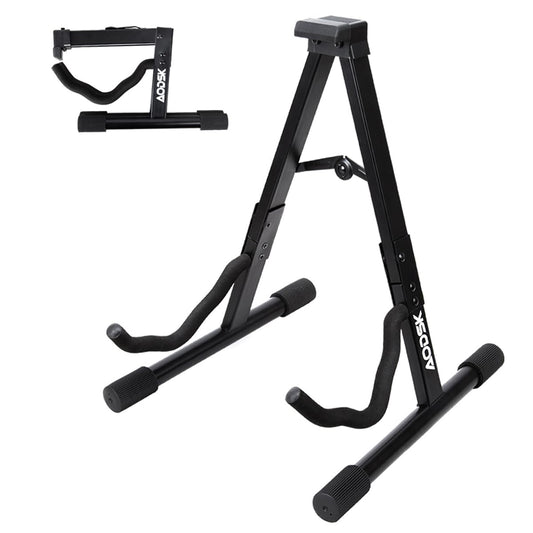 AODSK Guitar Stand Folding with adjustable A-Frame for Acoustic Classical and Electric Guitars Bass Ukulele Portable (Single Stand-Black)