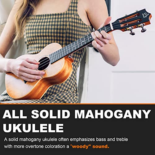 AODSK Soprano Ukulele for Beginners Kit for Kid Adult Student,Sapele Hawaiian Starter Uke Kids Guitar Ukalalee with Gig Bag and-Ukulele Lessons (Sapele Wood, Concert)