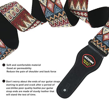 AODSK Guitar Strap Vintage Woven Adjustable,includes 2 Strap Locks, For Bass, Electric & Acoustic Guitars