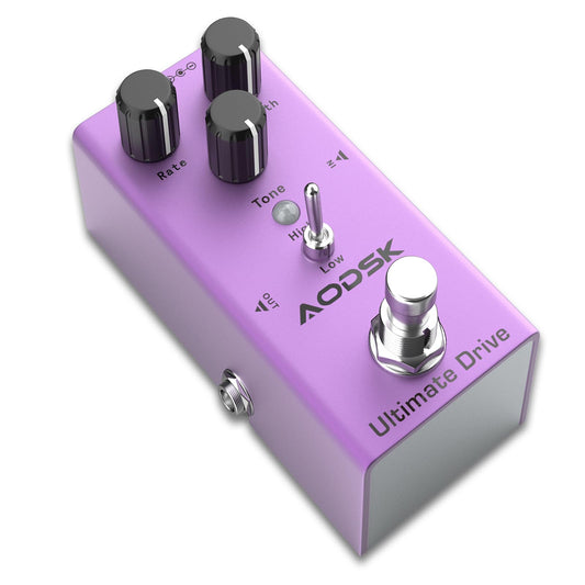 AODSK Electric Guitar Effect Pedal, Ultimate Drive, Tone, Rate, Depth,True Bypass, 9V DC