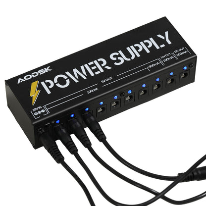 AODSK Guitar Effect Pedal Power Supply,9V/12V/18V DC Output,10 Isolated DC Output（AH-05）