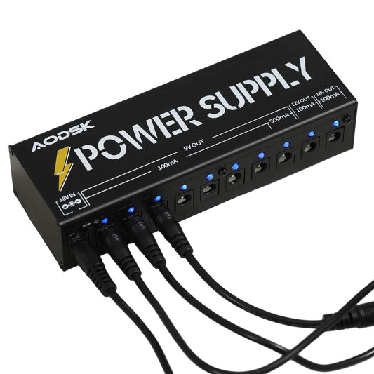 AODSK Guitar Effect Pedal Power Supply,9V/12V/18V DC Output,10 Isolated DC Output（AH-05）