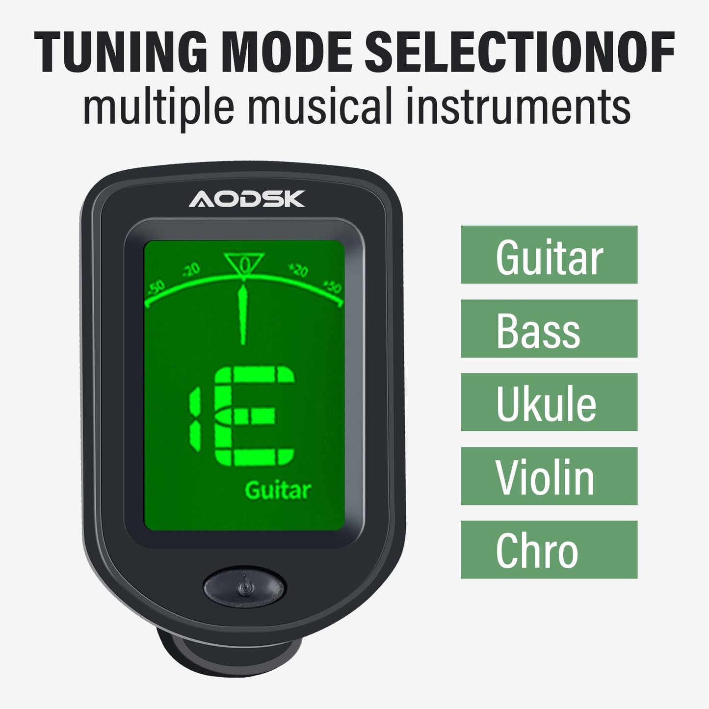 Aodsk Clip-on Guitar Tuner for String Instrument,Digital Electronic Tuner,Large Clear LCD Display,Rotatable,Suitable for Acoustic Guitar,Ukulele,Bass,Violin and Chromatic,with 10 Guitar Picks