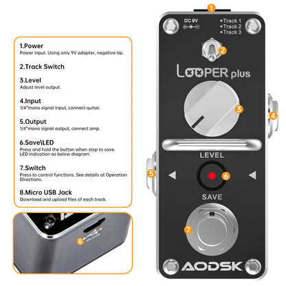 AODSK Electric Guitar Effect Pedal (Looper)