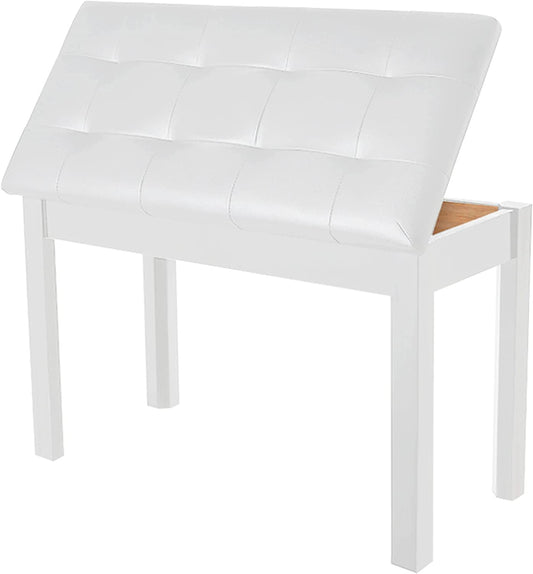 Wooden Duet Piano Bench with Padded Cushion and Storage Compartment for Music Books 29.13''x12.99''x18.11''(White)