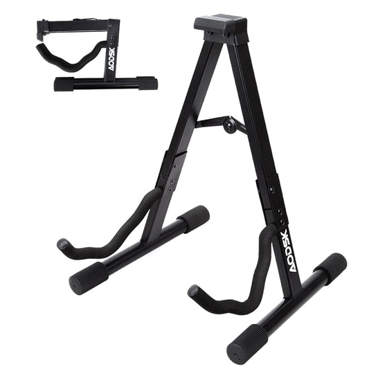 AODSK Guitar Stand Folding with adjustable A-Frame for Acoustic Classical and Electric Guitars Bass Ukulele Portable (Single Stand-Black)