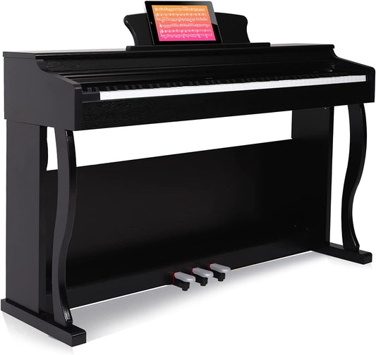Digital Piano,AODSK 88 Key Weighted Hammer Action Digital Piano with Full-Size Weighted Keys,Beginner Bundle with Furniture Stand,Slide Key Cover,Black (UPB-91)