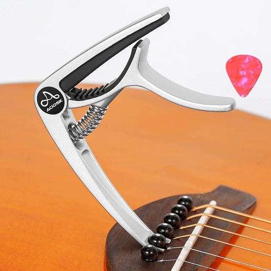 Capo for Electric Guitar Acoustic Guitar String Steel Ukulele Capo Metal Material Silver with a pick