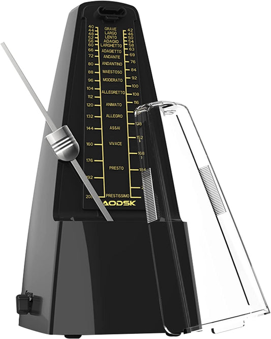 AODSK Mechanical Metronome,Universal Metronome for Piano,Guitar,Violin,Drums and Other Instruments,Standard,Black