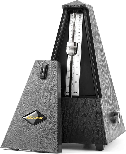 AODSK Mechanical Metronome,Universal Metronome for Piano,Guitar,Violin,Drums and Other Instruments,Standard,(Wood Grain Black)