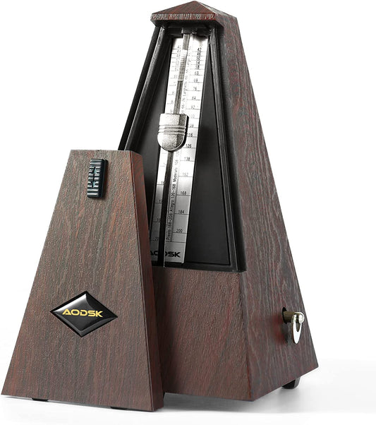 AODSK Mechanical Metronome,Universal Metronome for Piano,Guitar,Violin,Drums and Other Instruments,Standard(Wood Grain Brown)