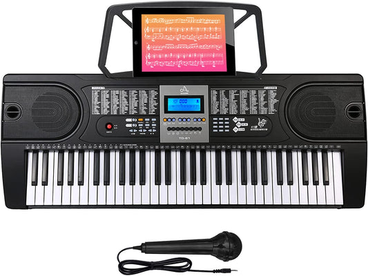 AODSK Keyboard Piano for Beginners Electric Keyboard 61Key With LCD Display Kit for Professional,255 Sounds,Microphone,3.5mm Jack and 24 Demo Songs