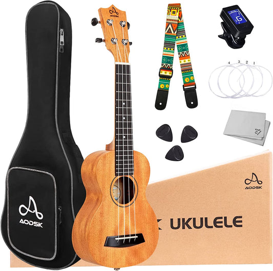 AODSK Ukulele for Beginners Kit for Kid Adult Student,Mahogany 21 Inch Starter Uke Kids Guitar Ukalalee with Gig Bag and Ukulele Accessories