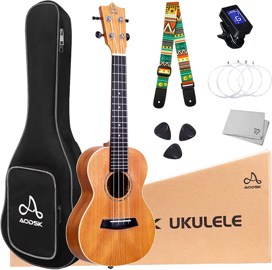 AODSK Ukuleles for Beginners Kit for Kid Adult Student,Mahogany 23 Inch Concert Hawaiian Starter Uke Kids Guitar Ukalalee with Gig Bag and Ukulele Accessories